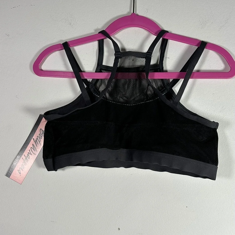 Body Wrappers Girls Camisole Bra black Charcoal Mesh High Neck Multi-Strap 12-14